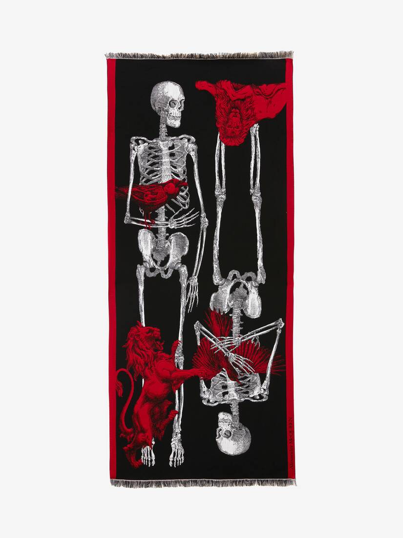 Bufanda Alexander McQueen Lion Skeleton Hombre - Negros/Rojos - Mexico 962-HOESLC